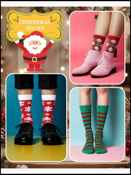 12/24/48 Pack Christmas Winter Knit Beanie Hats & Crew Socks Holiday Party Gift main image 6